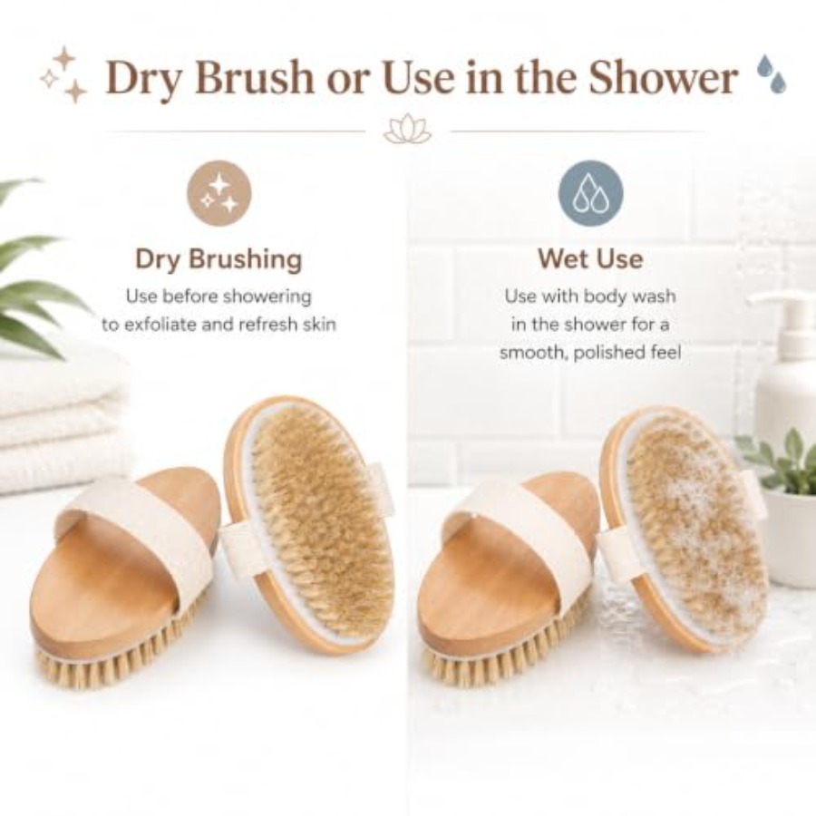 Dry Body Brush 2 Pack, Natural - Dry Brush Body recension och pris
